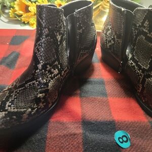 Arizona Jean Company Black Snake Print Ankle Boots